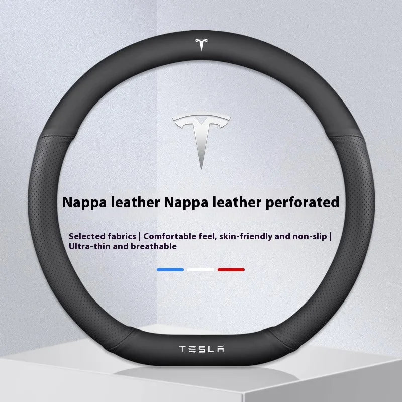 For Tesla Model 3 Model Y Model S Model X Roadster Suede Anti-slip Breathable Leather Car Steering Wheel Cover Auto Accessories