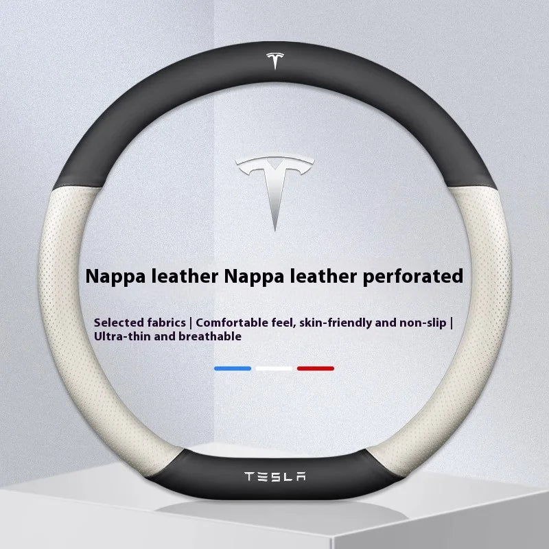 For Tesla Model 3 Model Y Model S Model X Roadster Suede Anti-slip Breathable Leather Car Steering Wheel Cover Auto Accessories