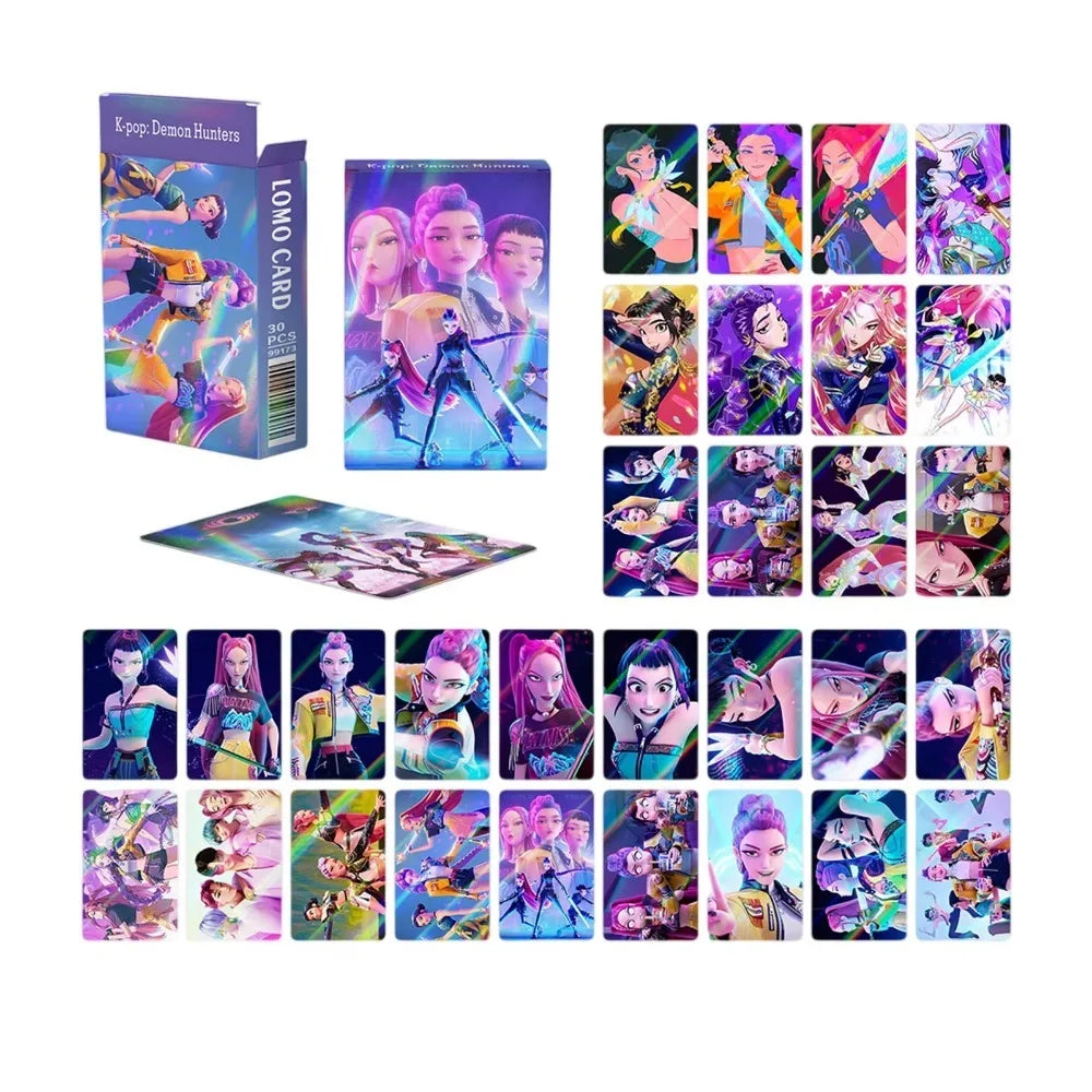 30PCS K-POP Demon Hunters Huntrix Derpy Photocards Anime Collectible Set for Fans of K-POP Merch/Trading Card Games