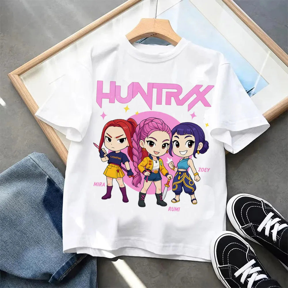 Kpop Demon Hunters Children's Clothing Short Sleeve T-shirt Kpop Demon Hunters Tiger Harajuku Tshirt for Boys Girls Gift