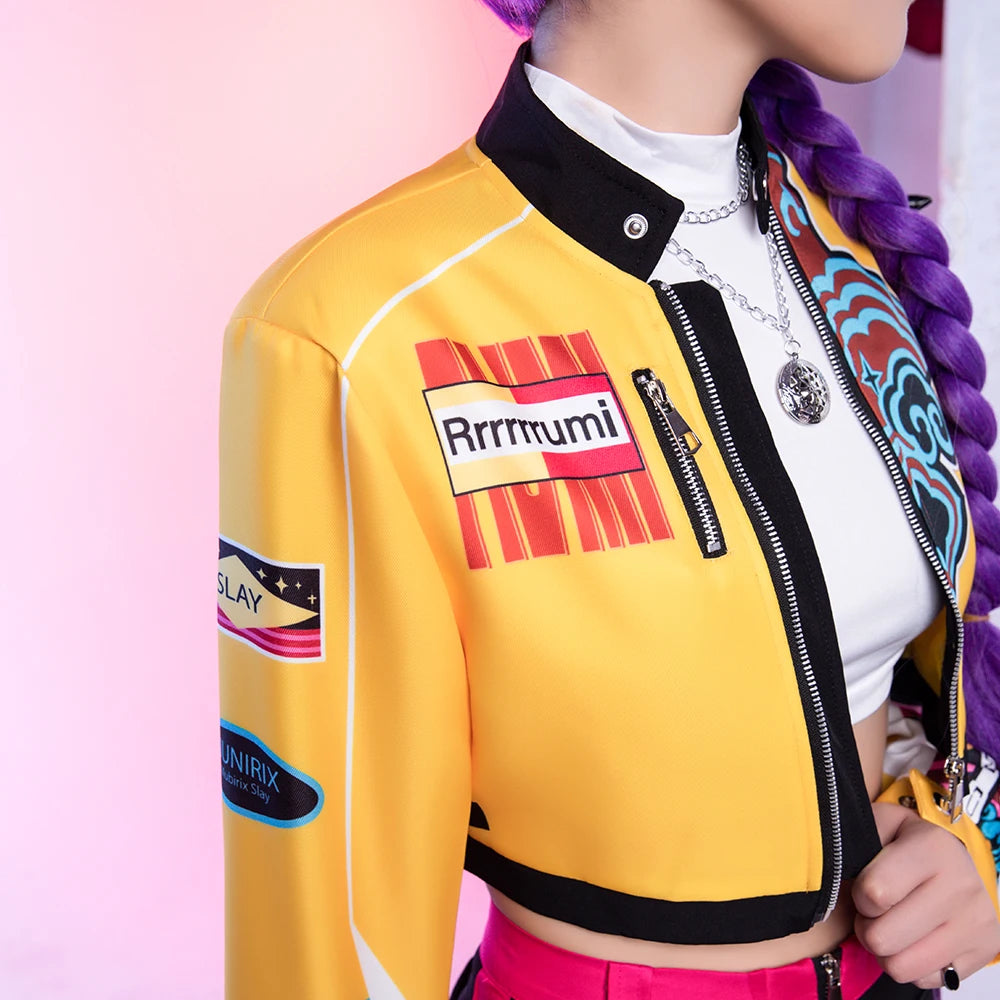 Halloween Performance Costume Cosplay Suit for K-Pop Costume Rumi Women's Adult Print Top Shorts Coat Necklace Pendant Outfit