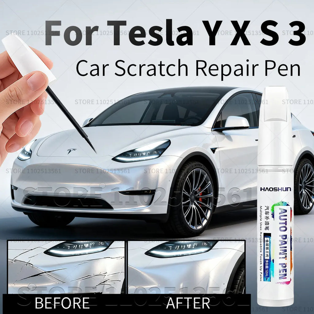 For Tesla Model 3 Y X S Car Paint Scratch Repair Pen Touch Up Wheel Hub Touch Up Pen Black Pearl White Silver Deepsea Blue Red