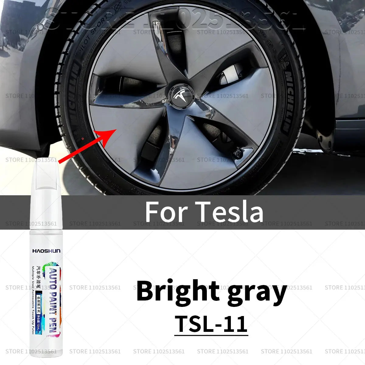 For Tesla Model 3 Y X S Car Paint Scratch Repair Pen Touch Up Wheel Hub Touch Up Pen Black Pearl White Silver Deepsea Blue Red