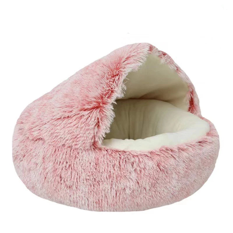 Enclosed Warm Cat Bed - Portable Kitten Basket Cave