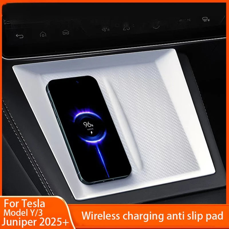 For Tesla Model Y/3  Highland Wireless Charging Silicone Pad Model3 Center Control Storage Box Armrest Box Bottom Non-slip Mat