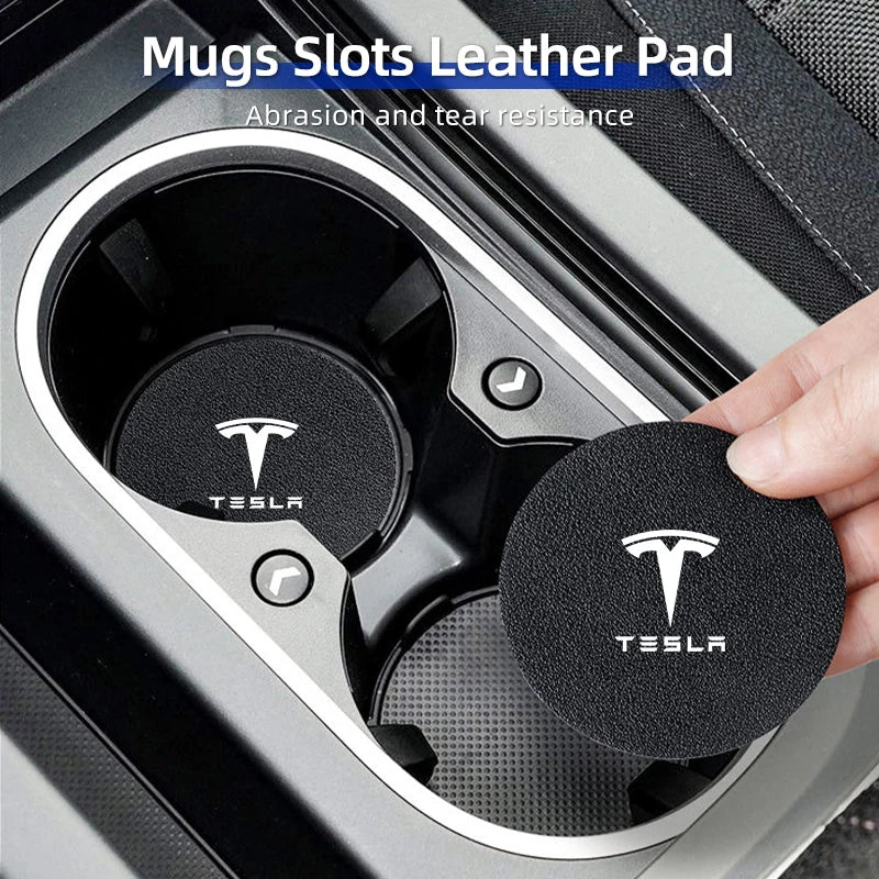 Car Coaster Carbon Mug Drinking Pad Cup Non-Slip Mat Accessories Pads For Tesla Model 3 Model S Model X Model Y Roadster Bonina