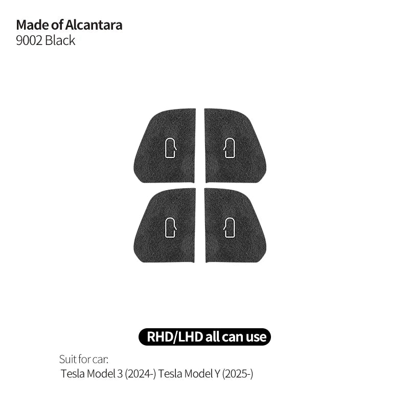 For Tesla Model 3 (2024-) / Model Y (2025-)  Made of Alcantara Door Switch Patch Trim Sticker Cover Car Interior Accessories