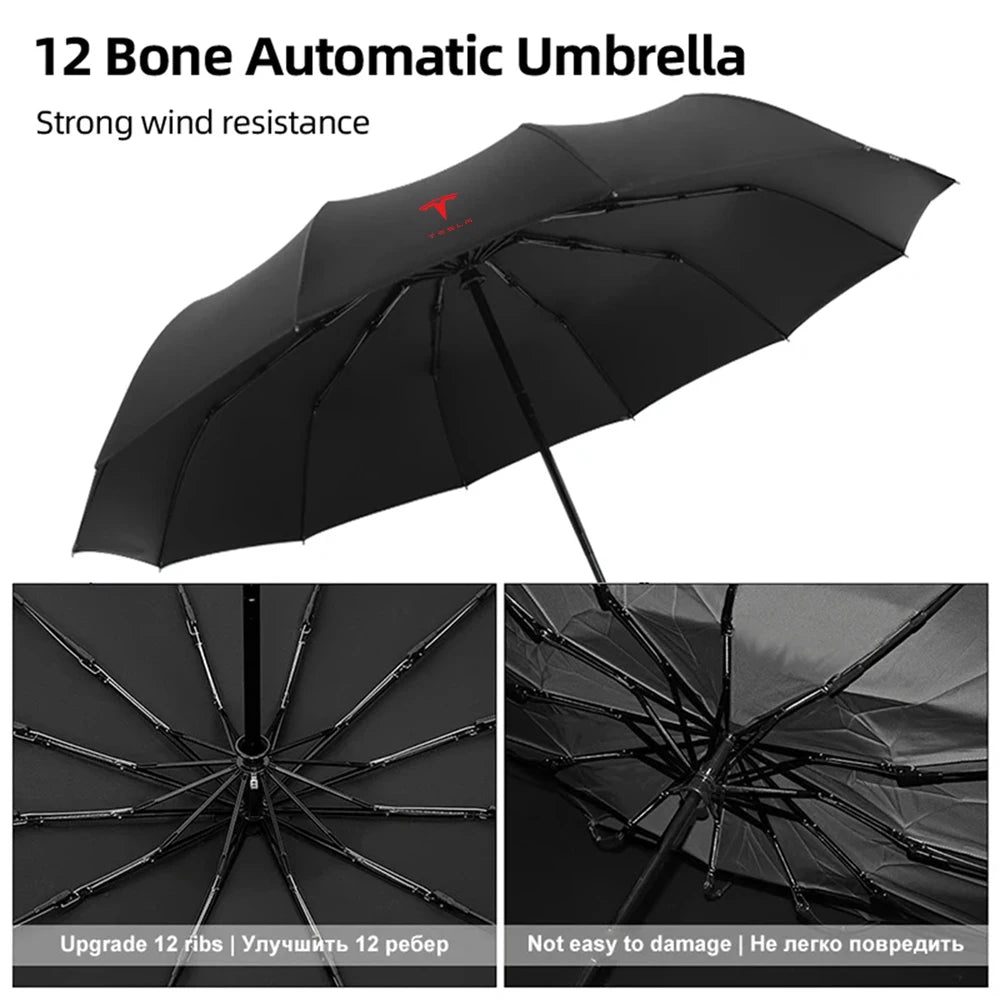 Car Automatic Folding Windproof Sunshade Umbrella Auto Accessories For Tesla Model 3 Model S Model X Model Y Roadster Cybertruck