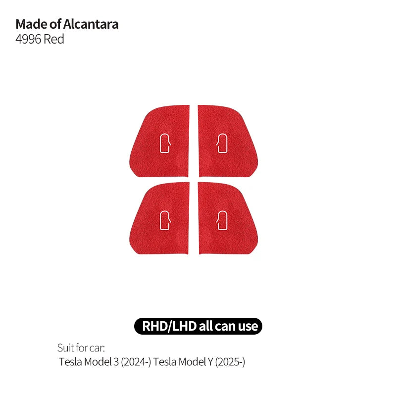 For Tesla Model 3 (2024-) / Model Y (2025-)  Made of Alcantara Door Switch Patch Trim Sticker Cover Car Interior Accessories