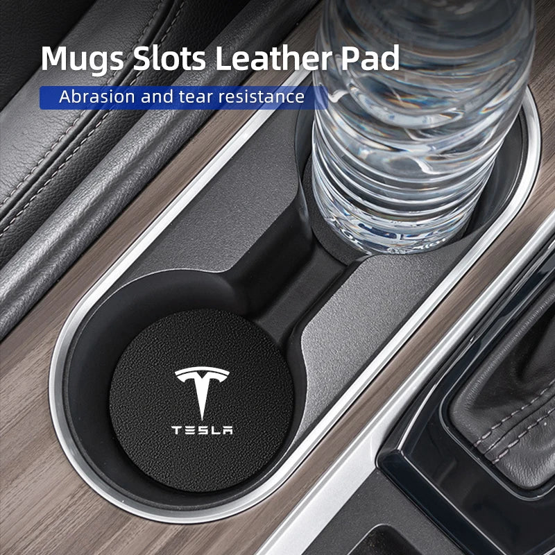 Car Coaster Carbon Mug Drinking Pad Cup Non-Slip Mat Accessories Pads For Tesla Model 3 Model S Model X Model Y Roadster Bonina