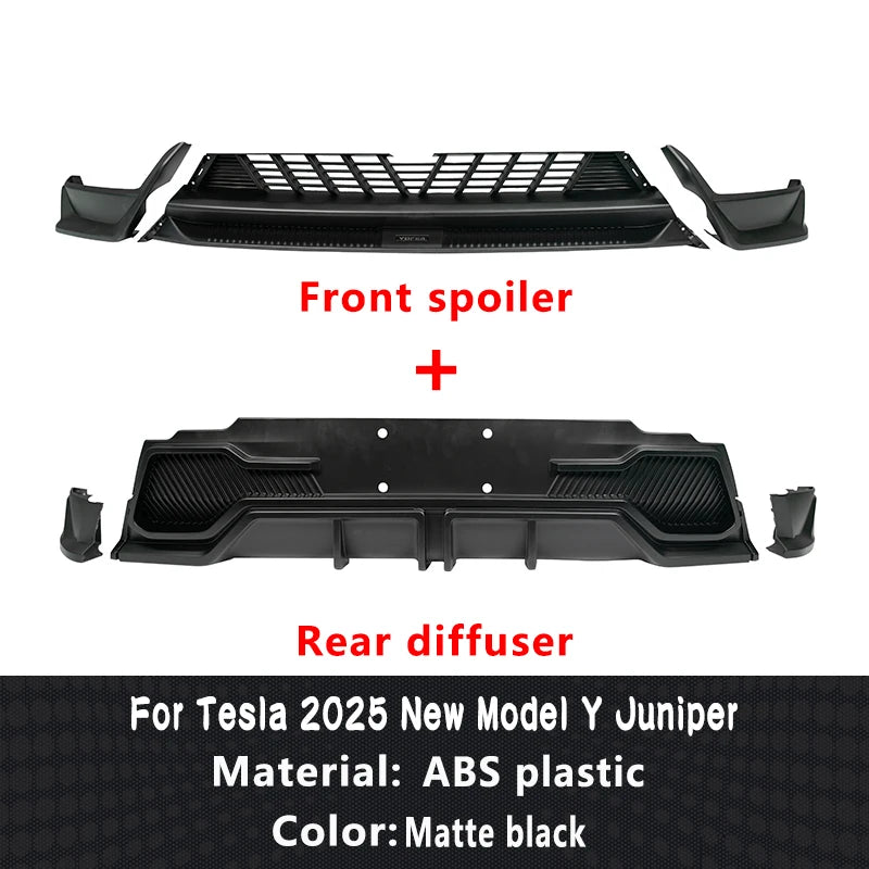 For Tesla 2025 New Model Y Juniper Body Kit Bright Black Rear Diffuser Spoiler Front Bumper Lip Refit ABS plastic Accessories