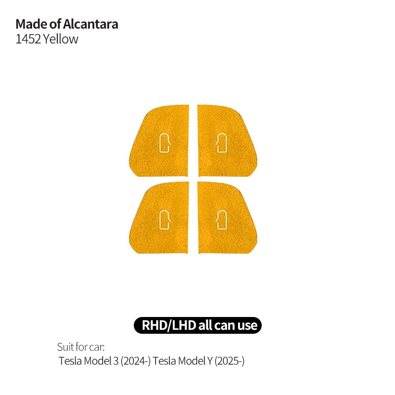 For Tesla Model 3 (2024-) / Model Y (2025-)  Made of Alcantara Door Switch Patch Trim Sticker Cover Car Interior Accessories