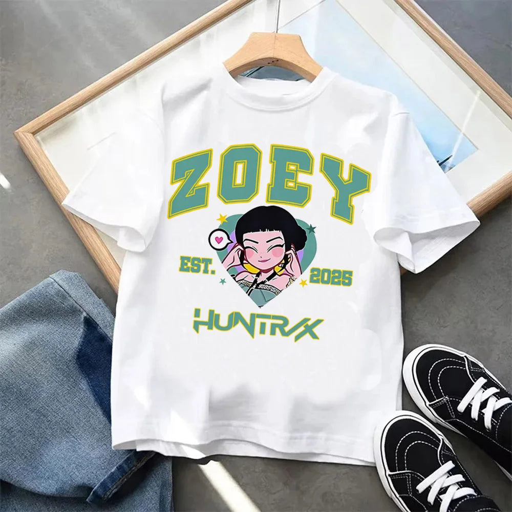 Kpop Demon Hunters Children's Clothing Short Sleeve T-shirt Kpop Demon Hunters Tiger Harajuku Tshirt for Boys Girls Gift