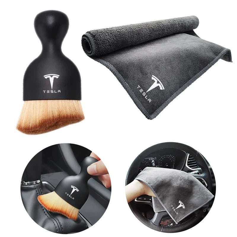 For Tesla Model 3 Y Car Interior Cleaning Soft Brush Tool Dust Remover Suede Fleece Microfiber Wash Towel Car Cleaning Rag Cloth