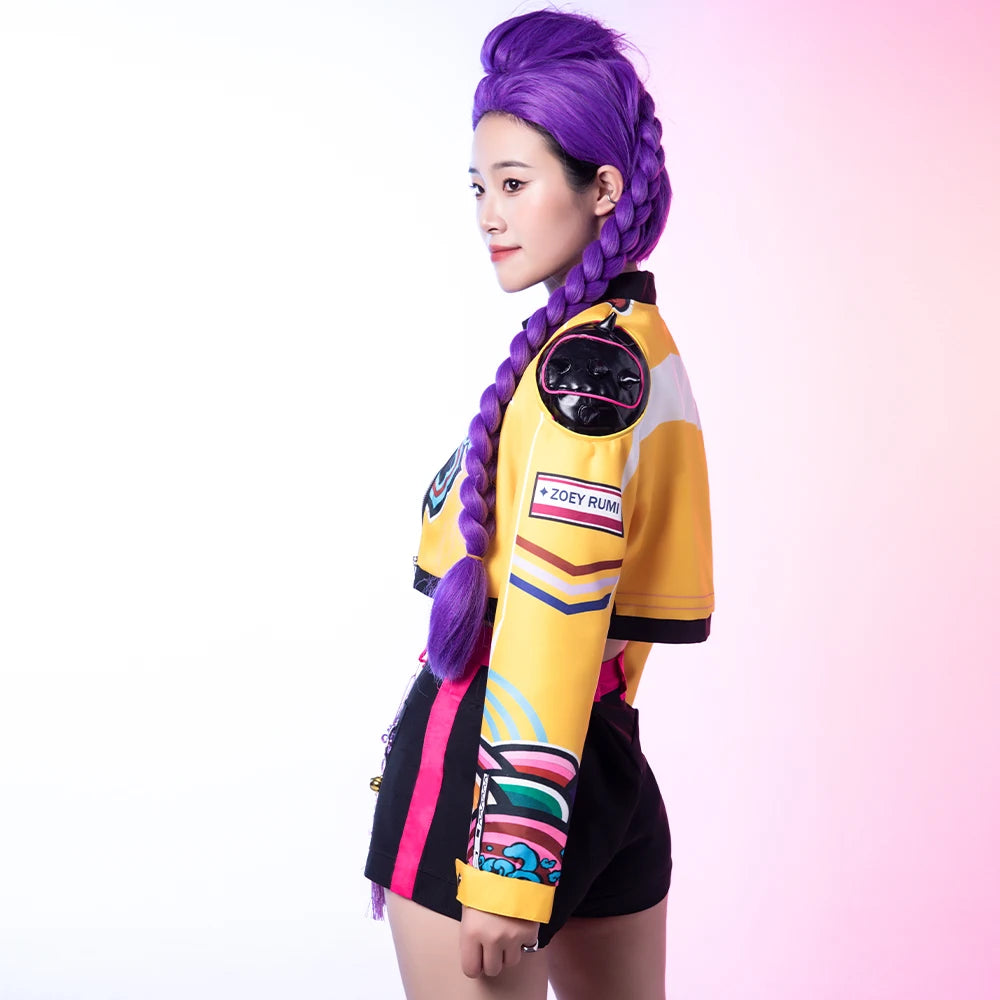 Halloween Performance Costume Cosplay Suit for K-Pop Costume Rumi Women's Adult Print Top Shorts Coat Necklace Pendant Outfit
