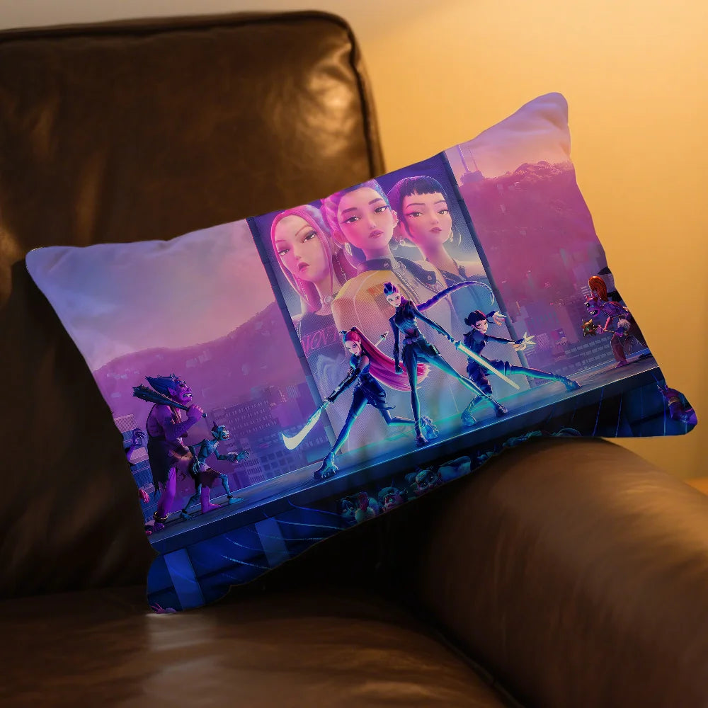 cushion cover Rectangle Pillow Case Demon KPop Printing Bedside Sofa Hunters Room Home Decoration Pillowcase