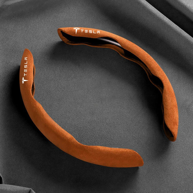 Car Suede Leather Steering Wheel Cover For Tesla Model 3 Y X S