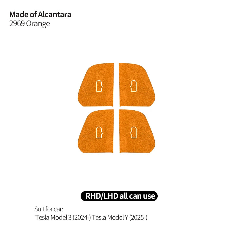 For Tesla Model 3 (2024-) / Model Y (2025-)  Made of Alcantara Door Switch Patch Trim Sticker Cover Car Interior Accessories