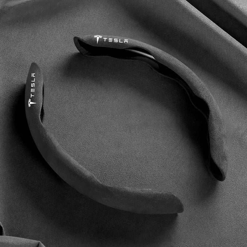 Car Suede Leather Steering Wheel Cover For Tesla Model 3 Y X S Breathable Comfort Round D Shape Seasons Covers Auto Accessories