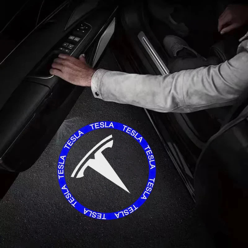 2Pcs Car Door Projector Lamps Welcome Lights  Accessories For Tesla Model 3 Highland 2023 Model S Model X Model Y