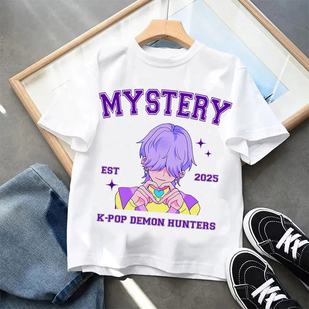 Kpop Demon Hunters Children's Clothing Short Sleeve T-shirt Kpop Demon Hunters Tiger Harajuku Tshirt for Boys Girls Gift