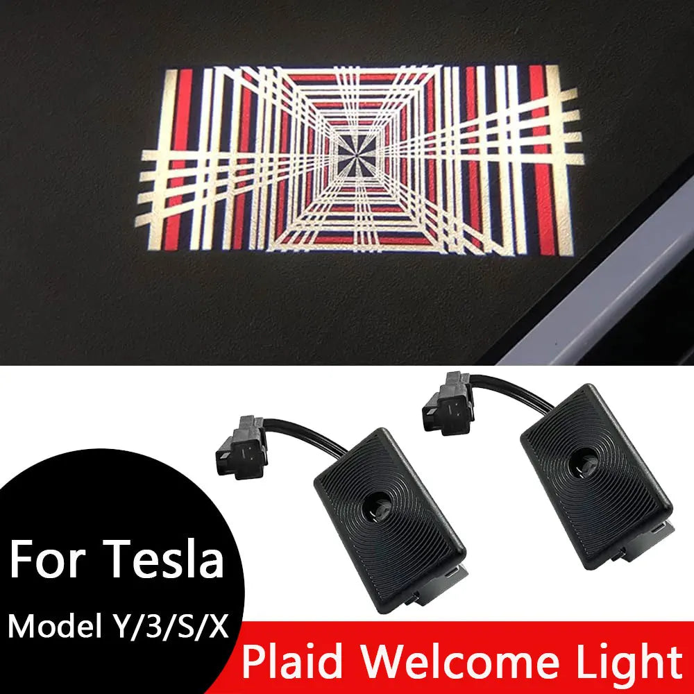 For Tesla Model 3 highland LED Logo Projector Puddle Lights Ultra-Bright Welcome Light 3D Laser Ghost Shadow Light Model Y 2025