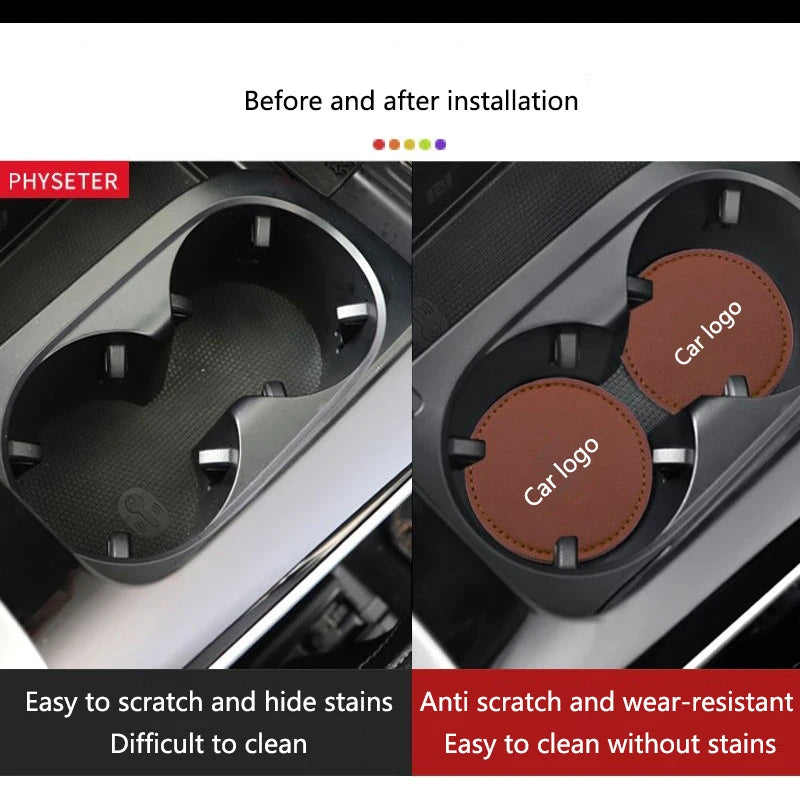 2Pcs Car Logo Non Slip Water Cup Pad For Tesla Model 3 Model S X Y Roadster SpaceX Auto Coasters Interior Anti-skid Mat Holders