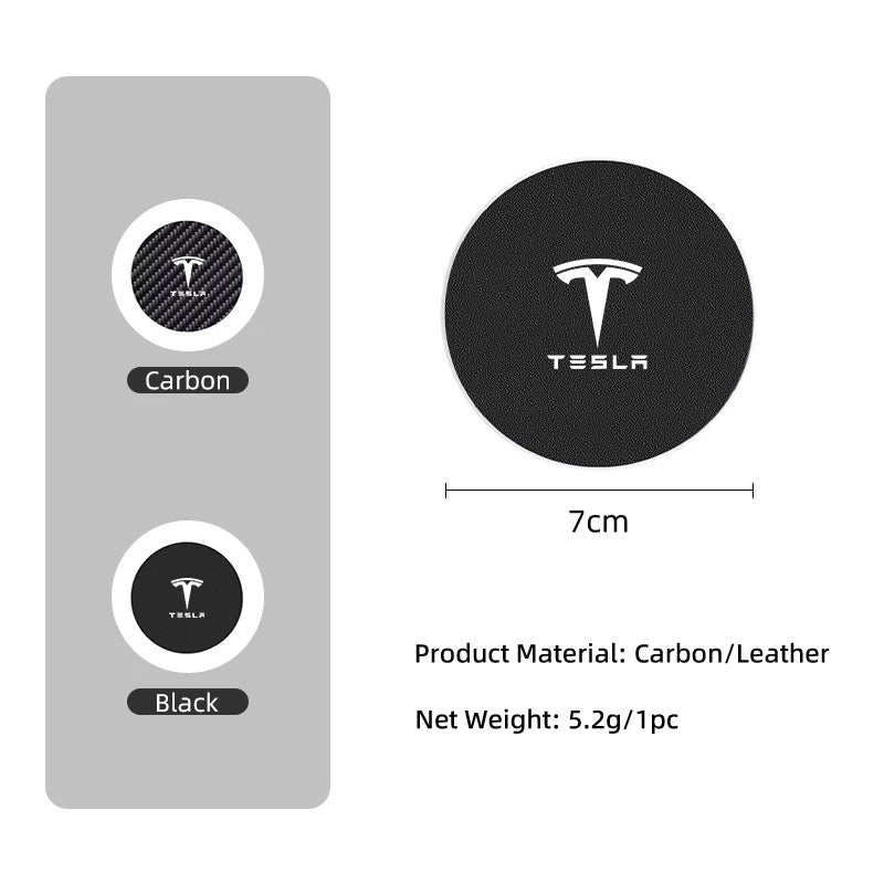 Car Coaster Carbon Mug Drinking Pad Cup Non-Slip Mat Accessories Pads For Tesla Model 3 Model S Model X Model Y Roadster Bonina