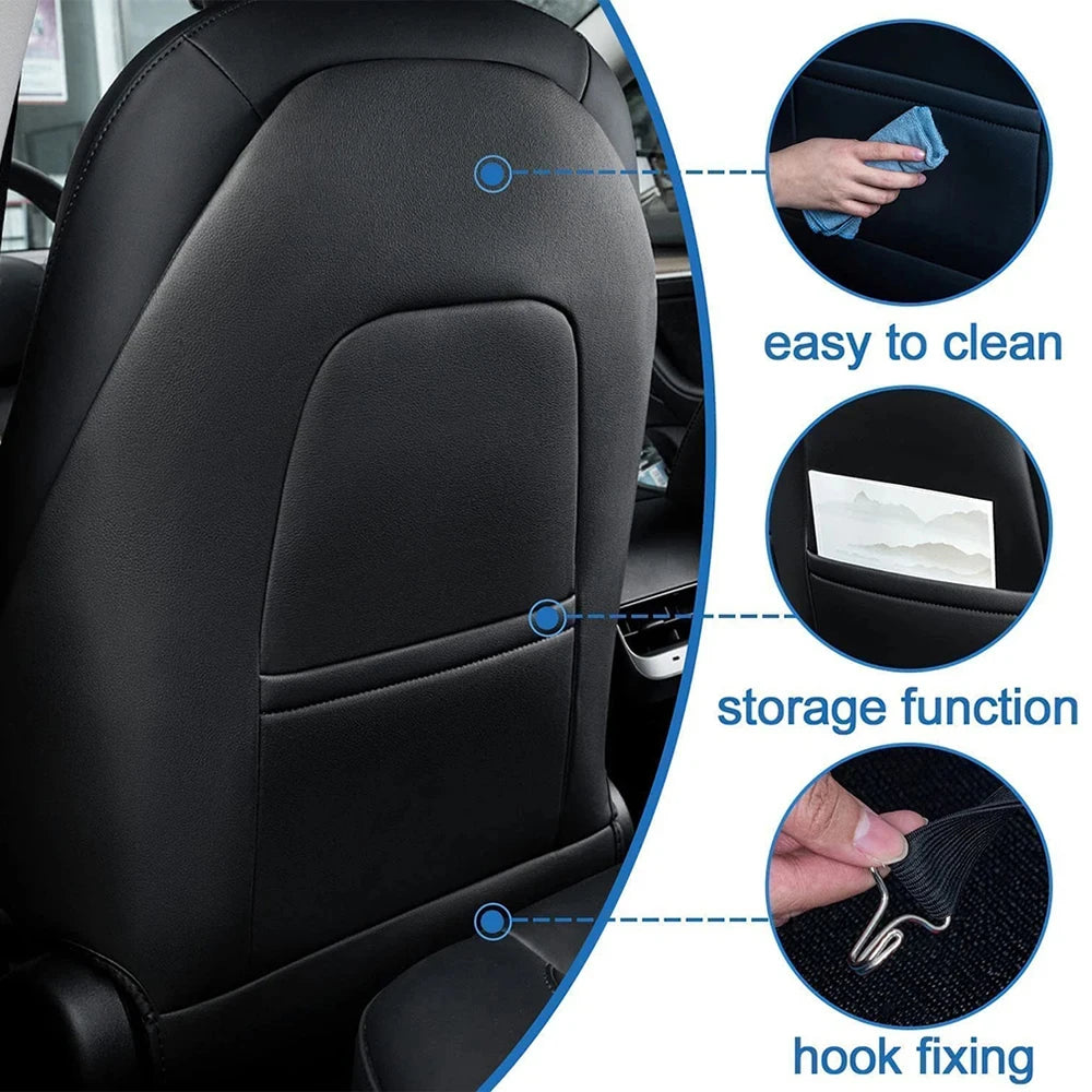 Car Seat Back Protective Mat For Tesla Model 3 / Y Full Seat Anti Kick Pad Leather Anti Scratch Protector Mats Car Accessories