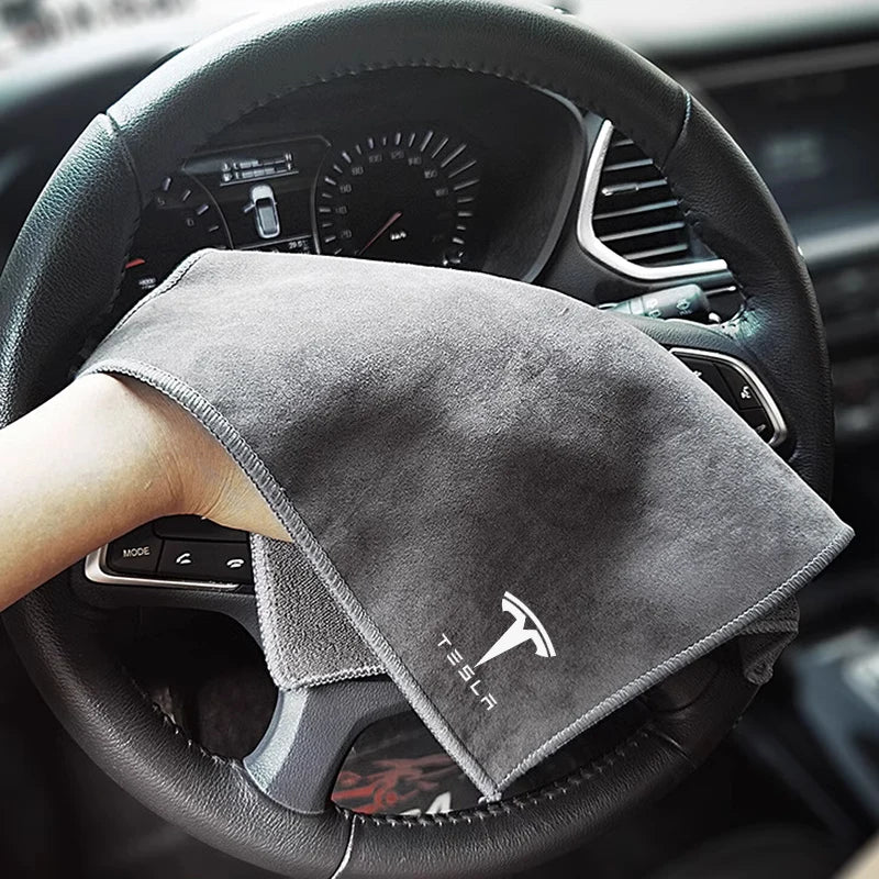 For Tesla Model 3 Y Car Interior Cleaning Soft Brush Tool Dust Remover Suede Fleece Microfiber Wash Towel Car Cleaning Rag Cloth
