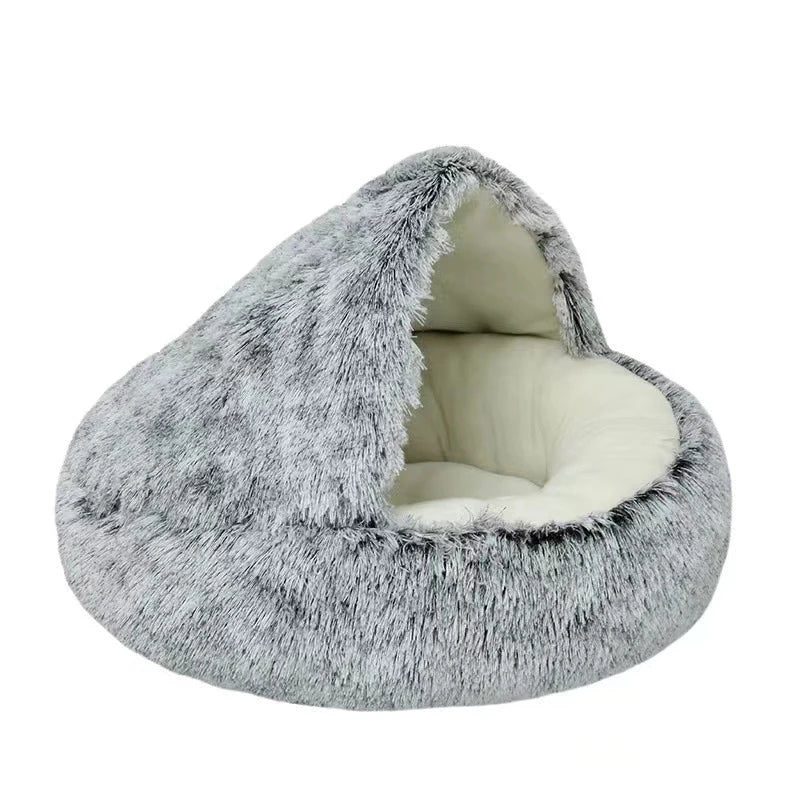Enclosed Warm Cat Bed - Portable Kitten Basket Cave