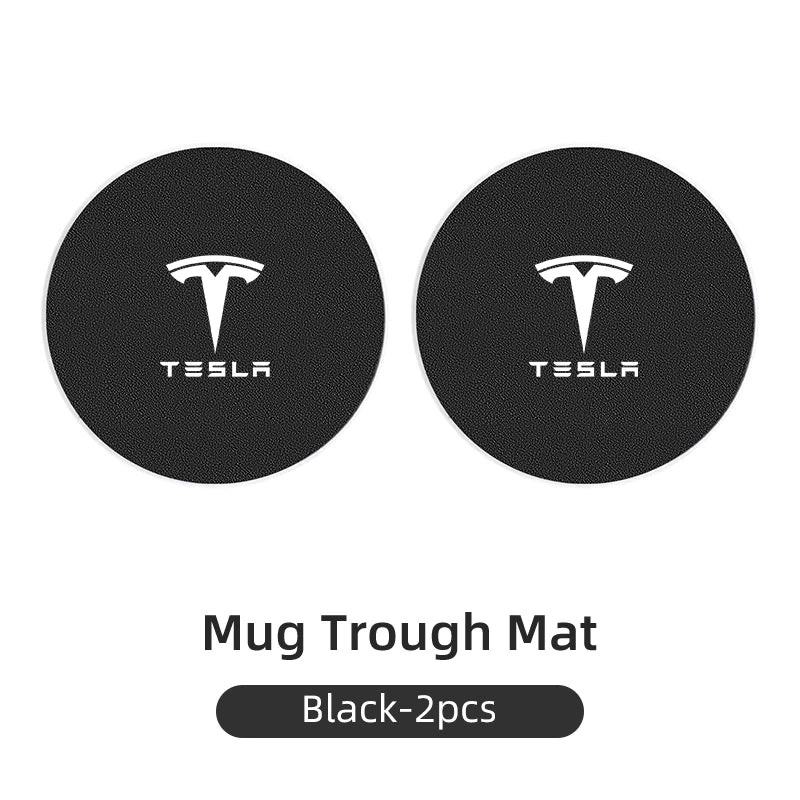 Car Coaster Carbon Mug Drinking Pad Cup Non-Slip Mat Accessories Pads For Tesla Model 3 Model S Model X Model Y Roadster Bonina