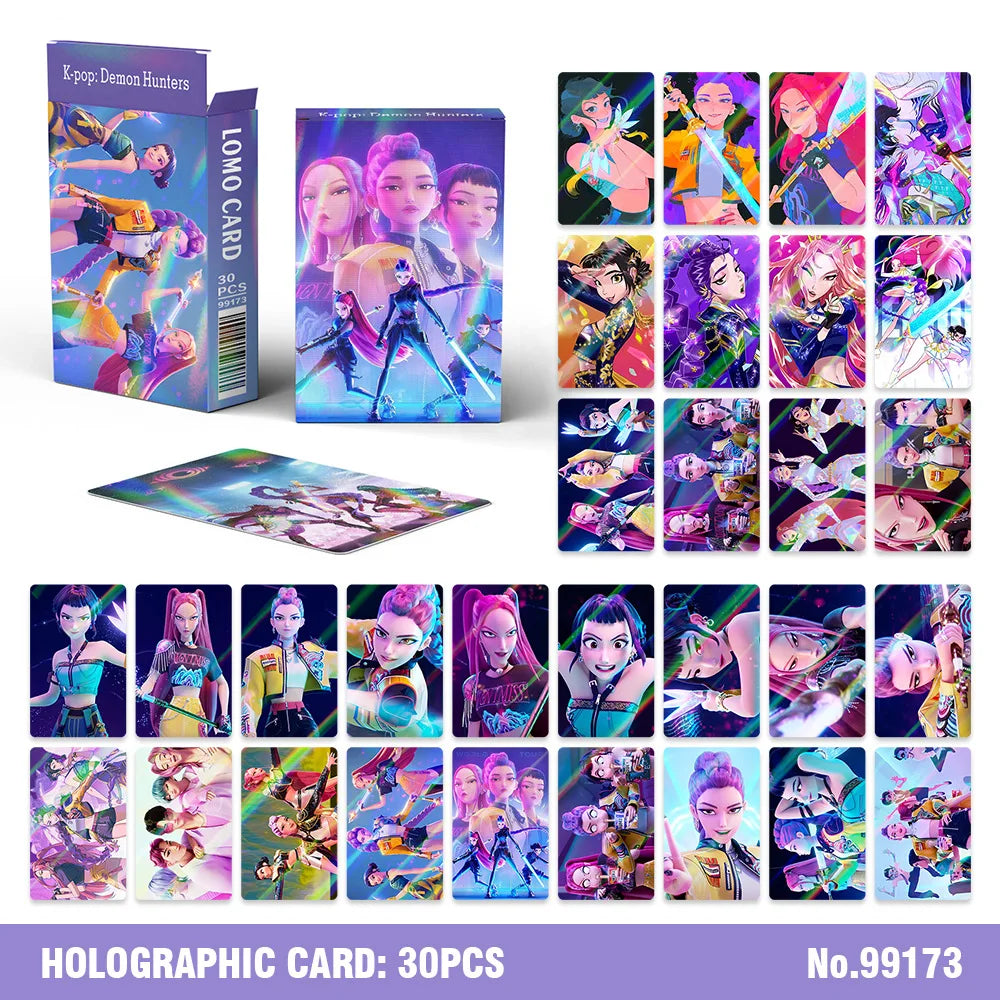 30PCS K-POP Demon Hunters Huntrix Derpy Photocards Anime Collectible Set for Fans of K-POP Merch/Trading Card Games