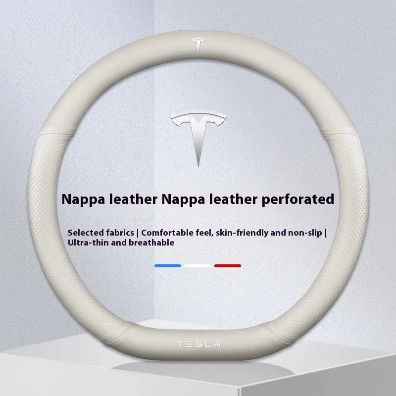 For Tesla Model 3 Model Y Model S Model X Roadster Suede Anti-slip Breathable Leather Car Steering Wheel Cover Auto Accessories