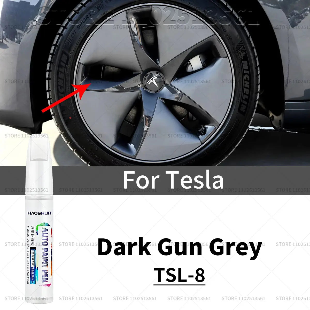 For Tesla Model 3 Y X S Car Paint Scratch Repair Pen Touch Up Wheel Hub Touch Up Pen Black Pearl White Silver Deepsea Blue Red