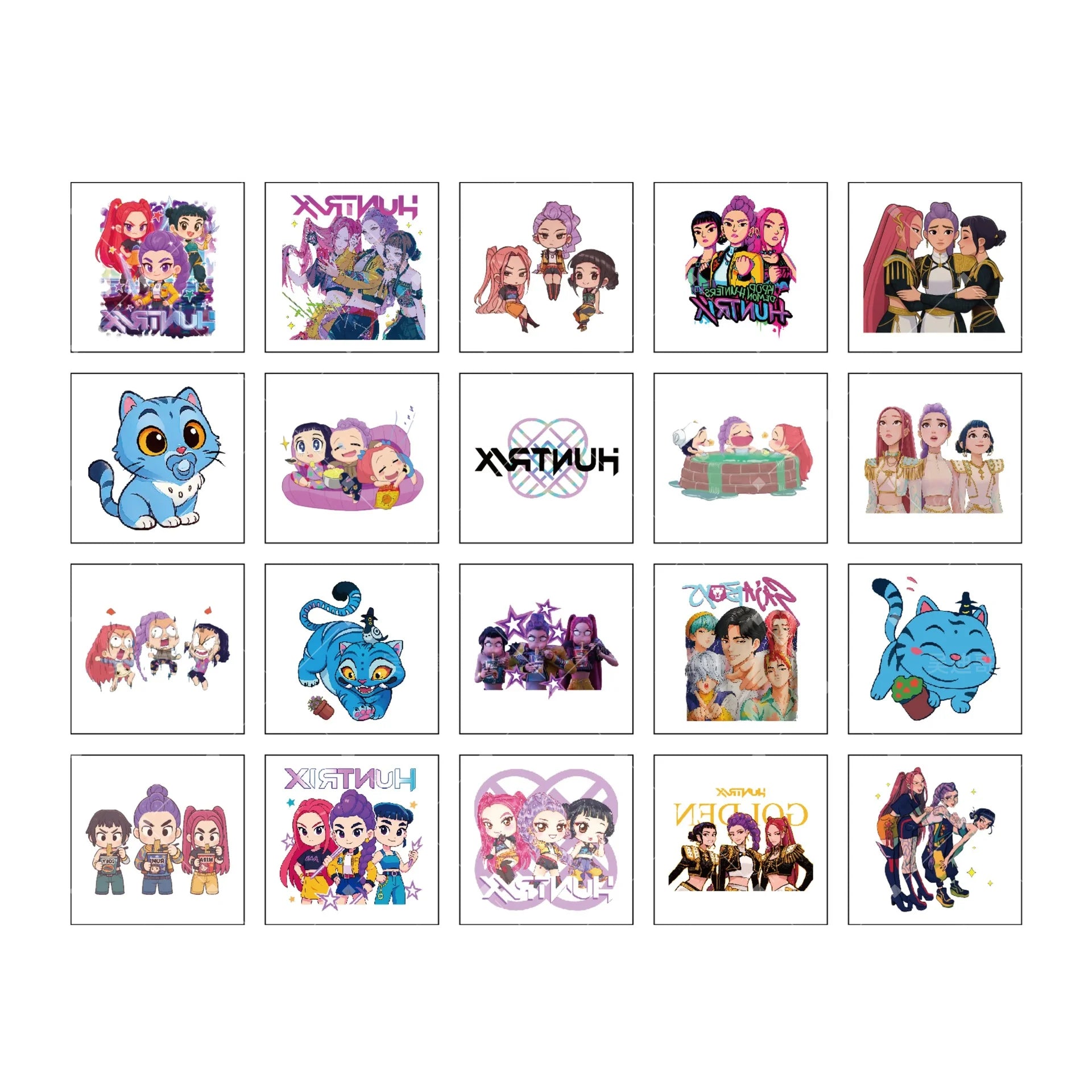 20pcs/Set Rumi Kpop Demon Hunters Temporary Tattoo Stickers Cute Cartoon Design Waterproof Funny Party Gift IdeasChristmas Gifts