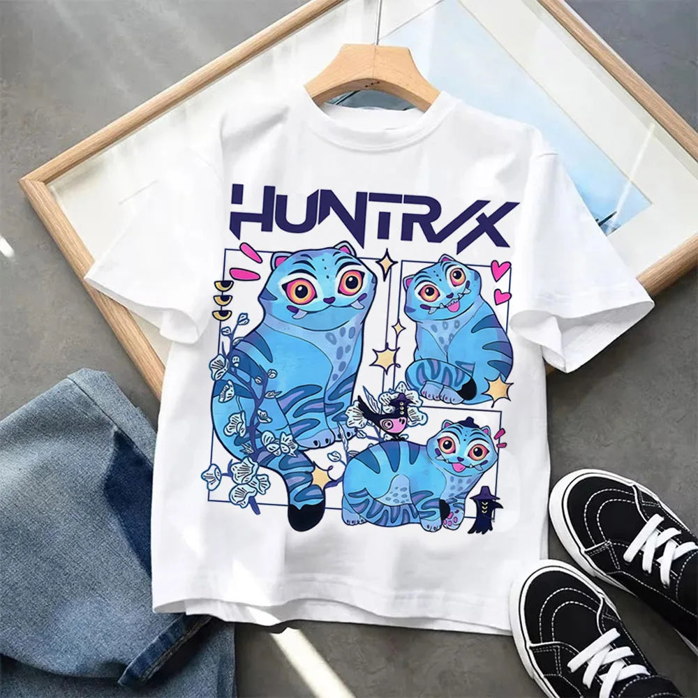 Kpop Demon Hunters Children's Clothing Short Sleeve T-shirt Kpop Demon Hunters Tiger Harajuku Tshirt for Boys Girls Gift
