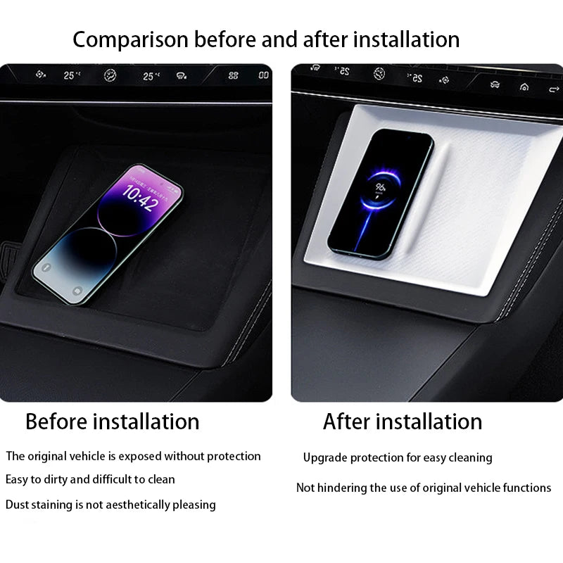 For Tesla Model Y/3  Highland Wireless Charging Silicone Pad Model3 Center Control Storage Box Armrest Box Bottom Non-slip Mat