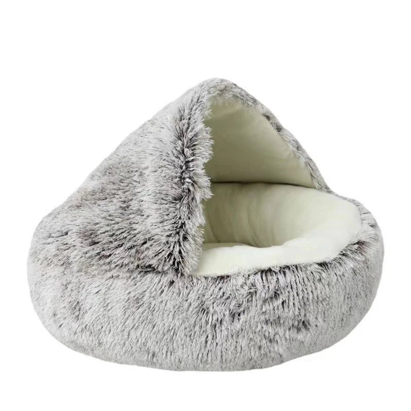 Enclosed Warm Cat Bed - Portable Kitten Basket Cave
